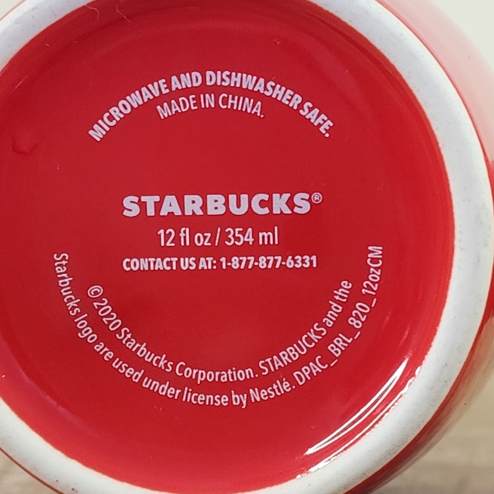 Starbucks 2020 Mermaid Logo Red & White Christmas Holiday 12 OZ Ceramic Mug - Picture 7 of 10